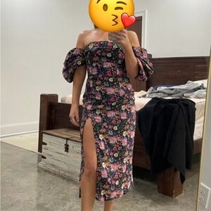 Mavis Linen Midi Floral Dress (fits like Lg)